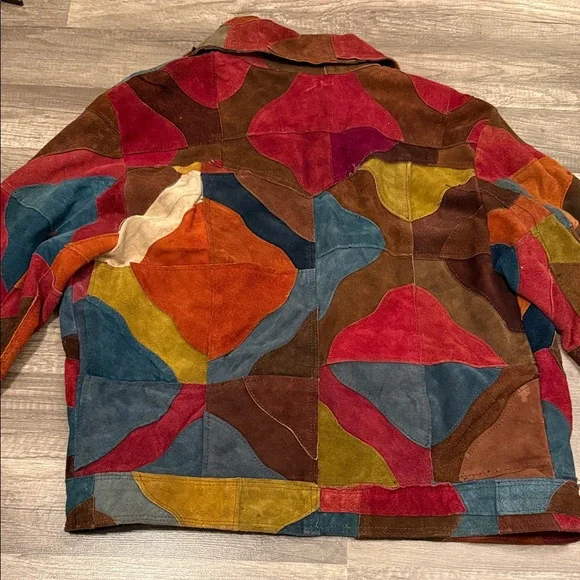 VINTAGE BadLeather Mens Sz 44 Multicolor Patchwork Leather Jacket